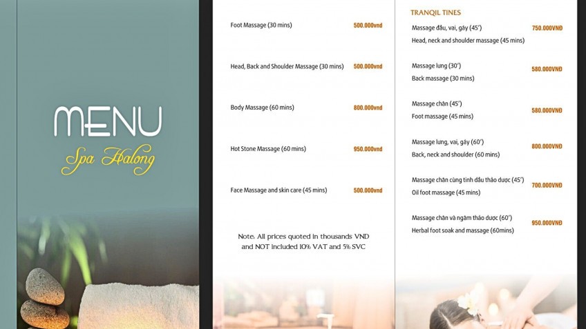 Sena Cruises: The Spa Menu