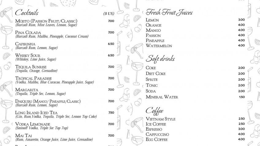 Swan Cruises: Drink Menu