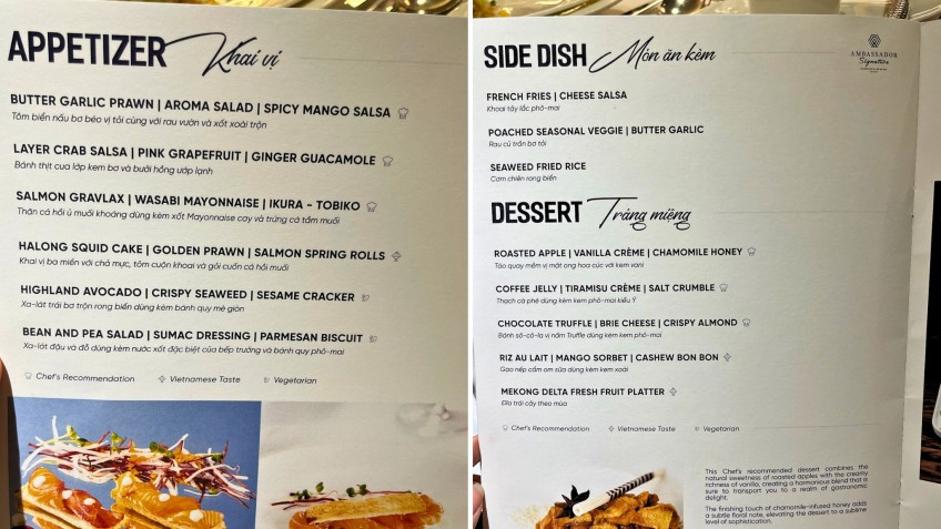 Ambassador Signature Cruise: The Menu for Dinner