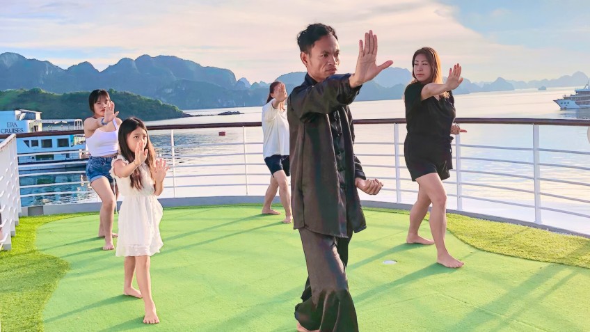 Capella Cruise: Tai Chi in early morning