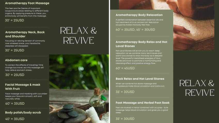 Hera Grand Luxury Cruise: Spa List