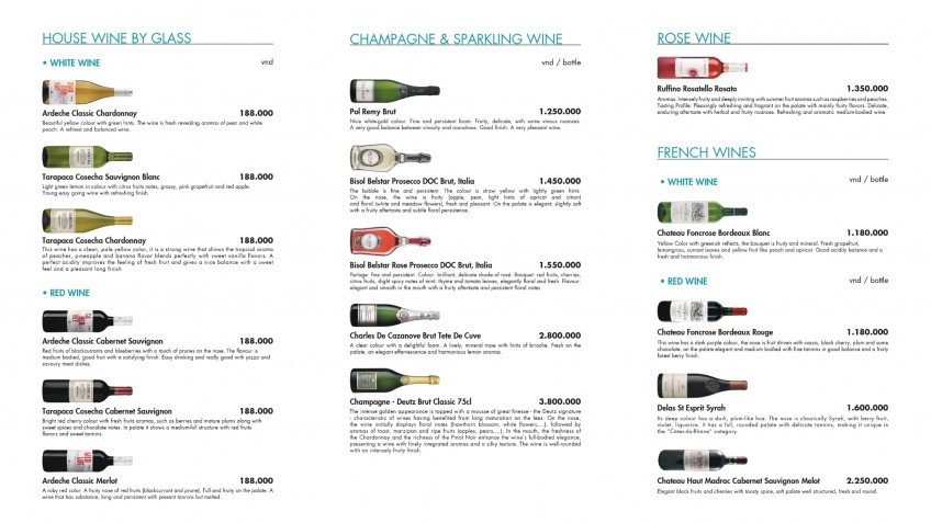 Hermes Cruise: Bar Menu