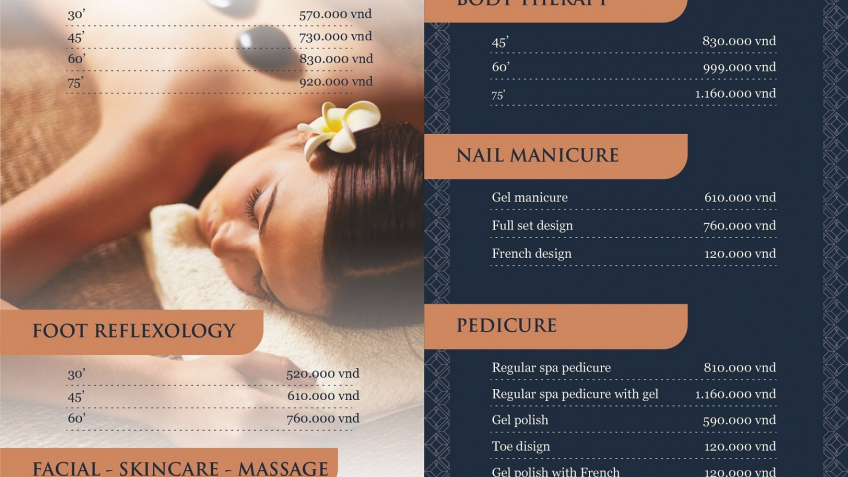 Mon Cheri Cruise: Mon Cheri Spa Menu