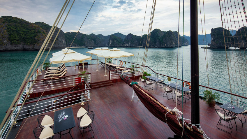 Orchid Classic Cruise: Majestic Lan Ha Bay scenery from sundeck